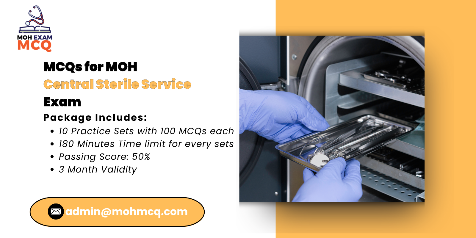 MCQs for MOH Central Sterile Service Exam
