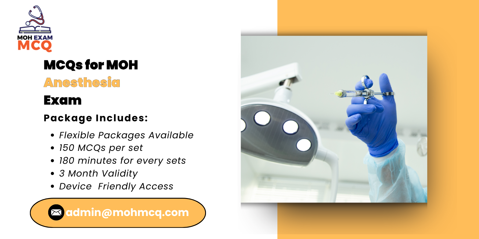 MCQs for MOH Anesthesia Exam