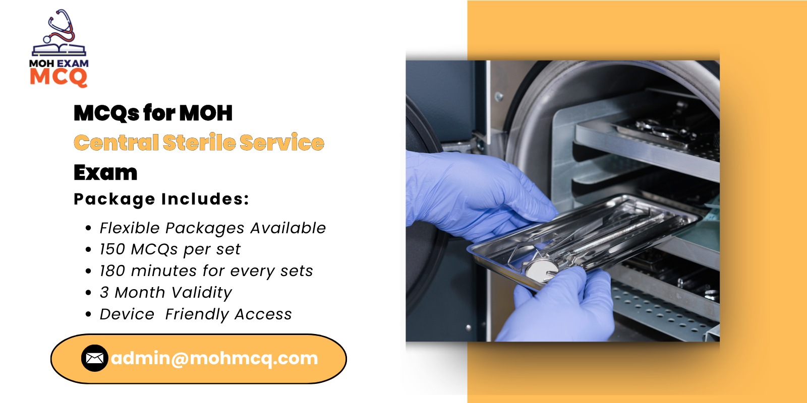 MCQs for MOH Central Sterile Service Exam